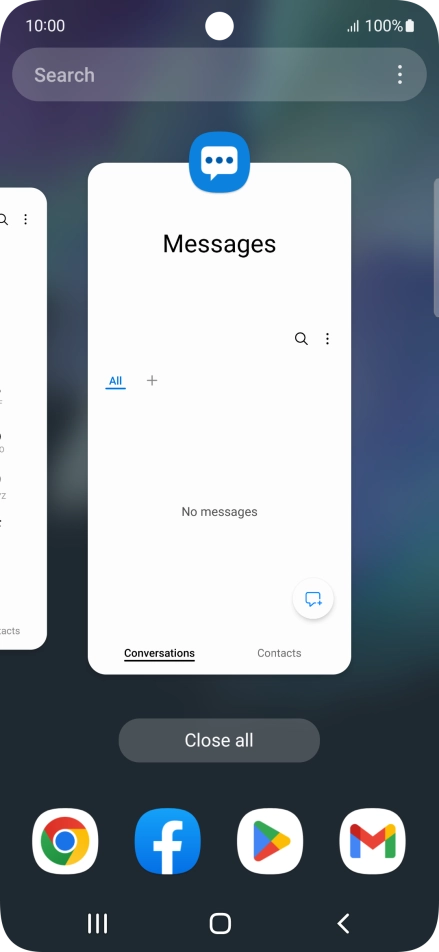 To end one running application, slide your finger upwards on the required application.