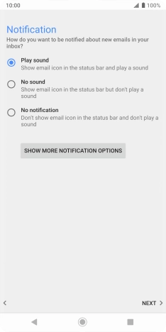 Press the required setting.