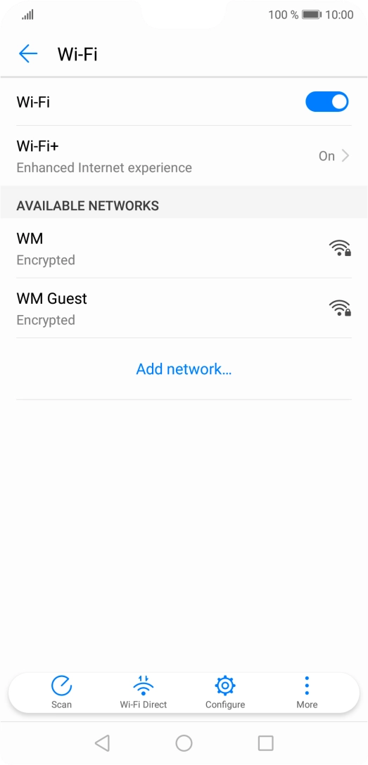 Press the required Wi-Fi network.