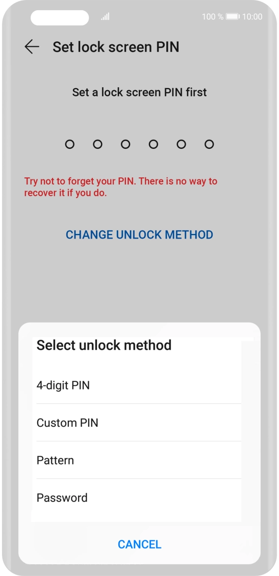 Press the required phone lock code and follow the instructions on the screen to create an additional phone lock code.