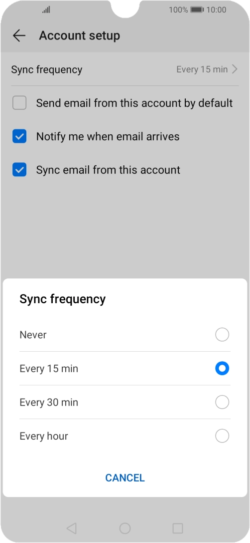 Press the required setting.