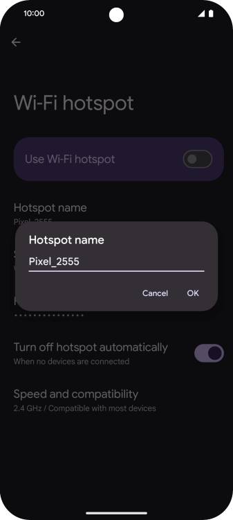 Key in the required Wi-Fi hotspot name and press OK.