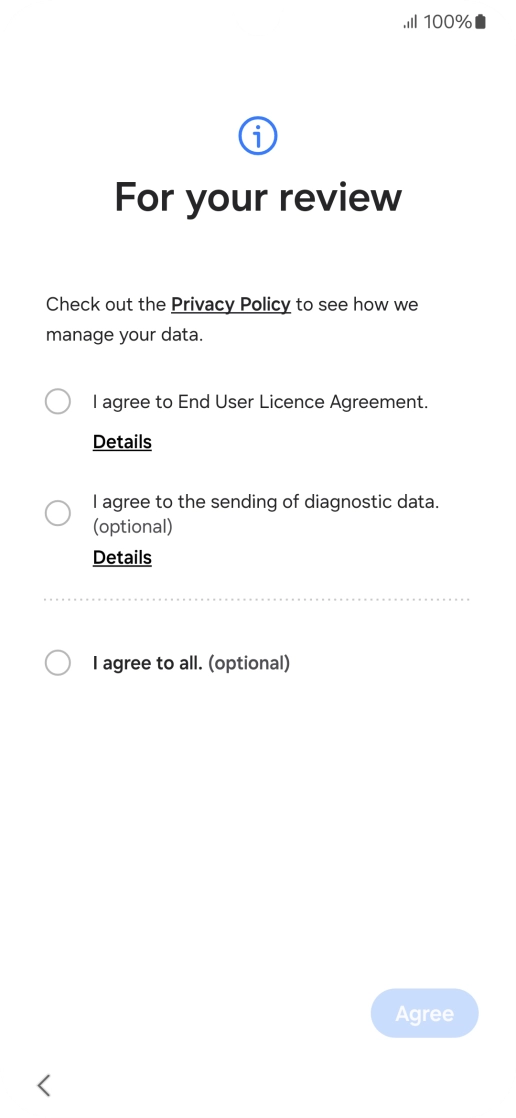 Press the fields next to the required settings to select them.