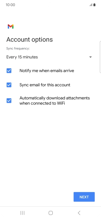 If this screen is displayed, you email account has been recognised and set up automatically. Follow the instructions on the screen to key in more information and finish setting up your phone.