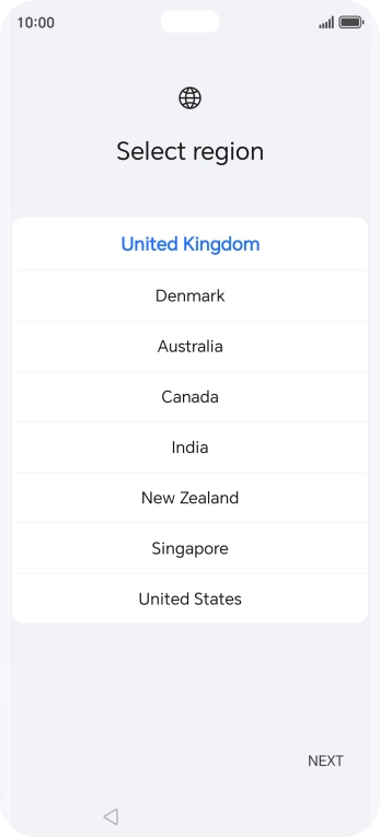 Press the required country or area.