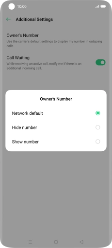 Press Show number to turn on caller identification.
