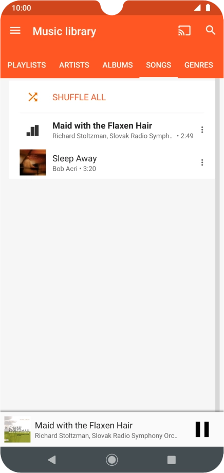 Press the song title at the bottom of the screen.