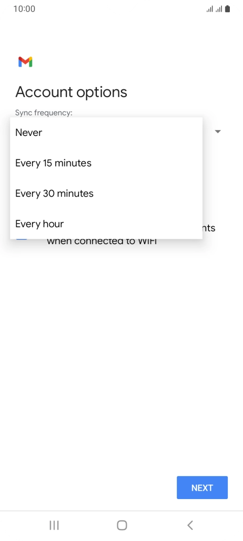 Press the required setting.