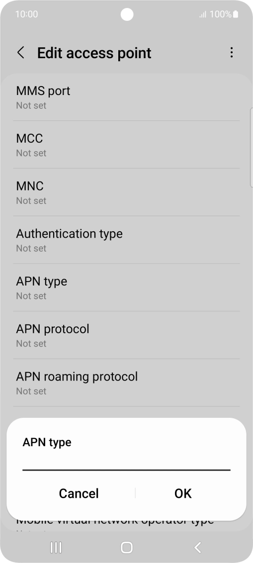 Key in default and press OK.