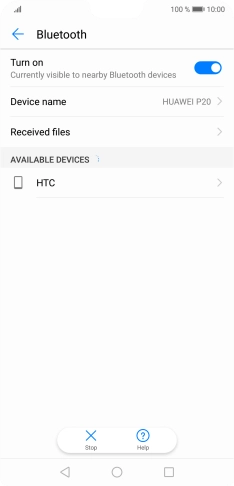 Press the required Bluetooth device and follow the instructions on the screen to pair the device with your phone.