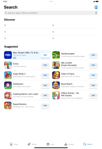 Press the search field.