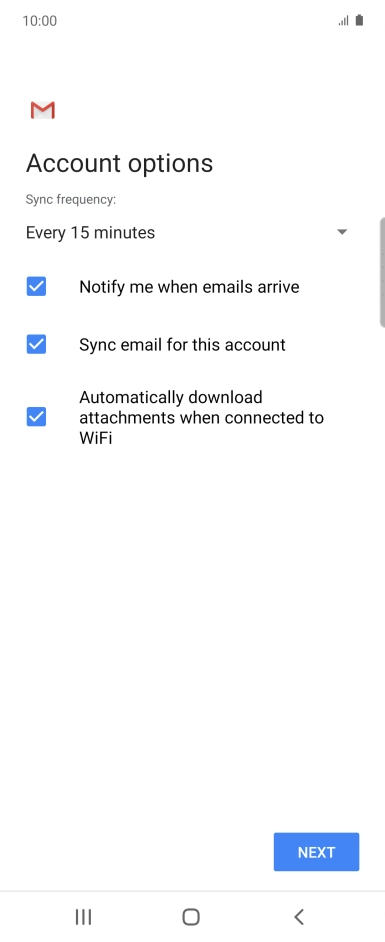 If this screen is displayed, you email account has been recognised and set up automatically. Follow the instructions on the screen to key in more information and finish setting up your phone.