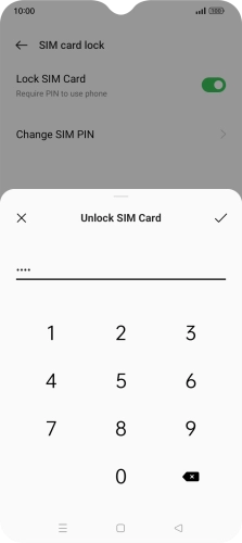 Key in your PIN and press the confirm icon. The default PIN is 1111.