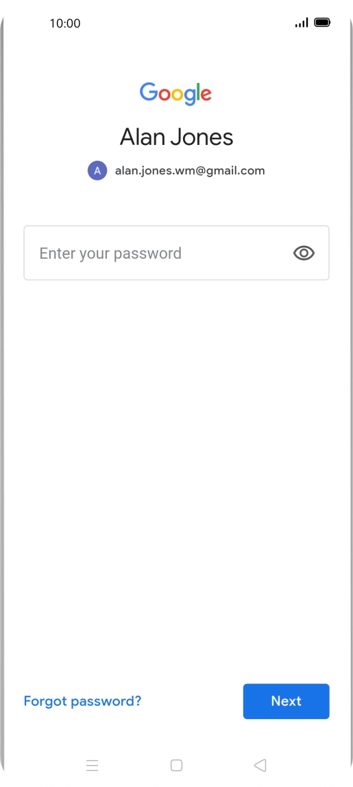 Press Enter your password and key in the password for your Google account.