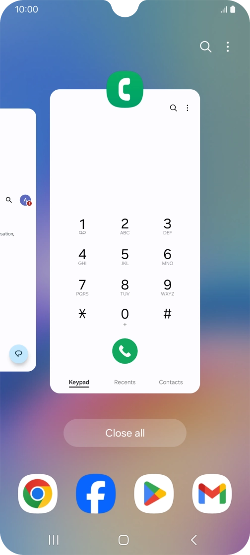 To end one running application, slide your finger upwards on the required application.