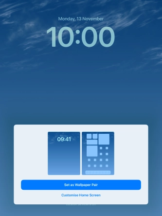 To use the same colour theme on the home screen, press Set as Wallpaper Pair.