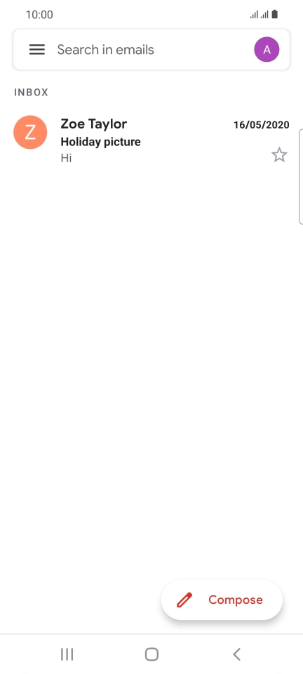Press the email account icon.
