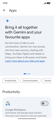 Press the indicator next to the required extension to turn on the function.