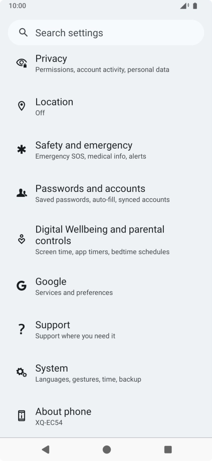 Press Passwords and accounts.