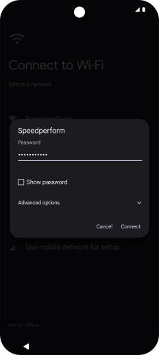 Key in the password for the Wi-Fi network and press Connect.