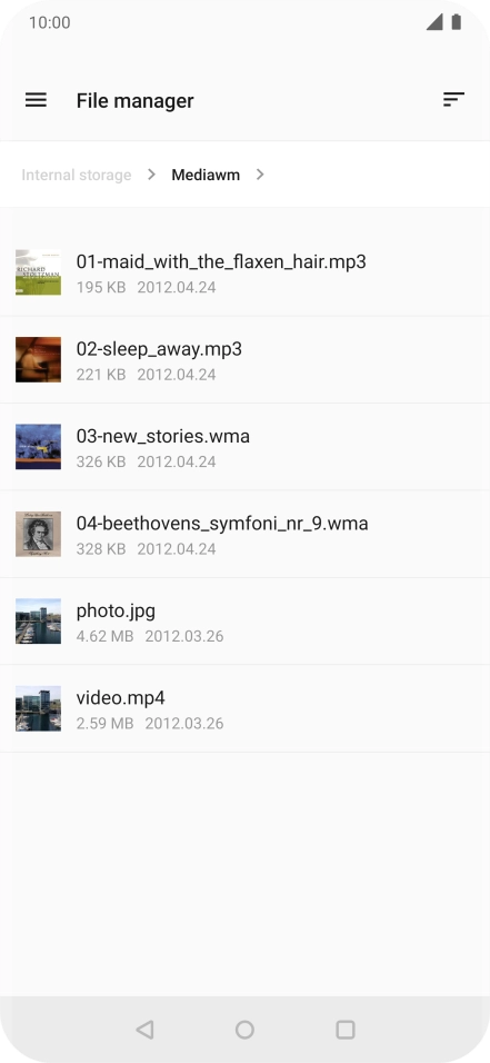 Press the required file.