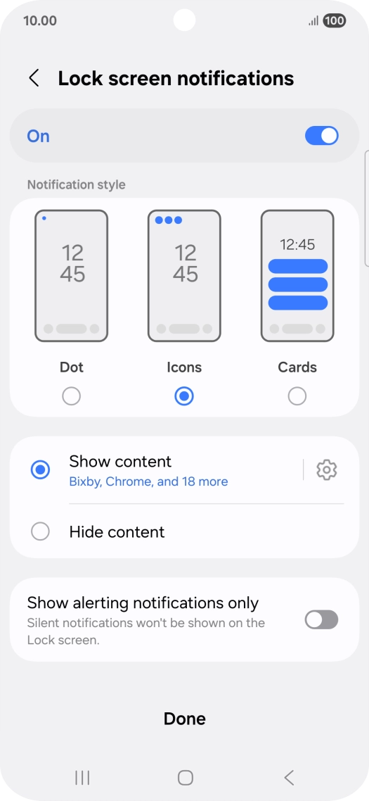 Press the required settings to turn them on or off.