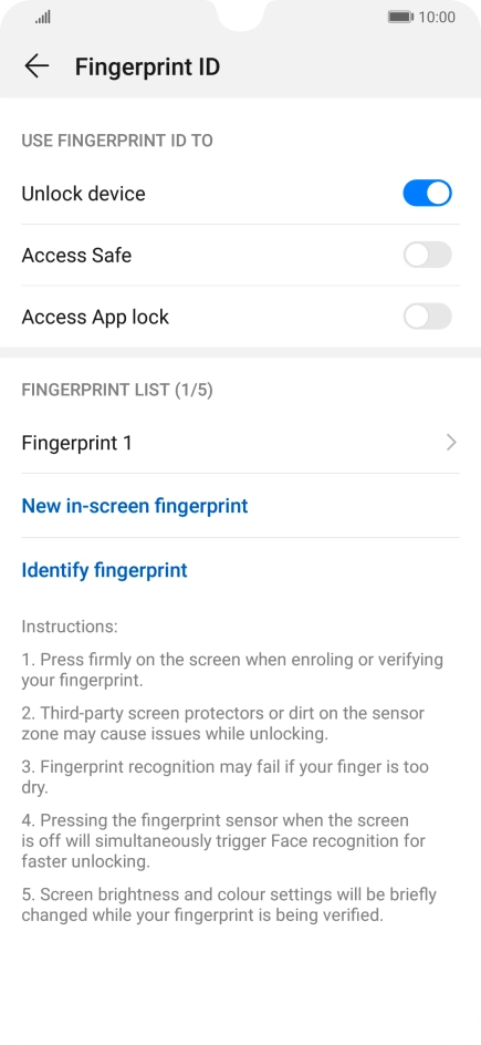 Press the indicators next to the required settings.