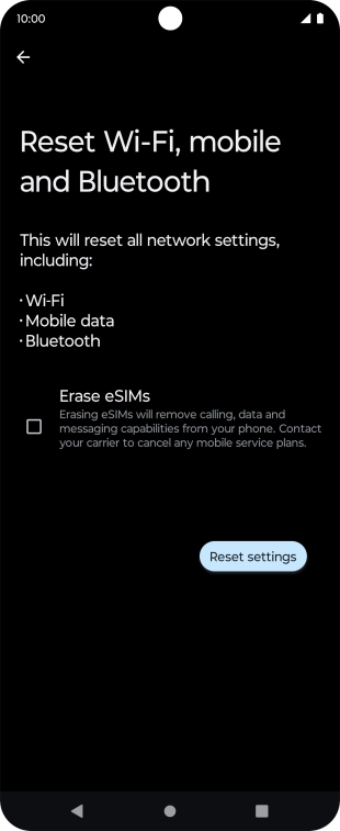 Press Reset settings.