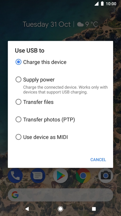 Press Transfer files to turn on the function.