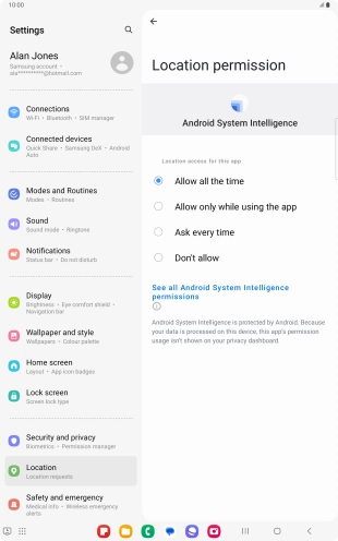 Press the required setting.
