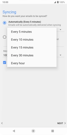 Press the required setting.