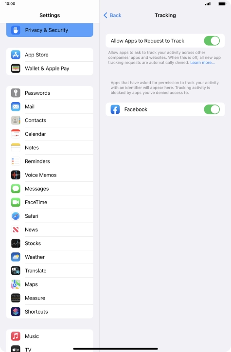 Press the indicator next to 
