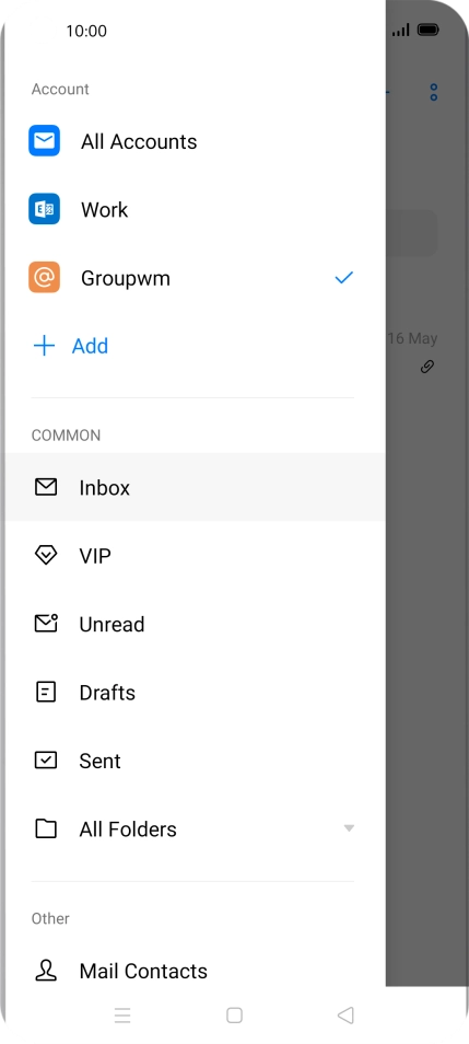 Press the required email account.