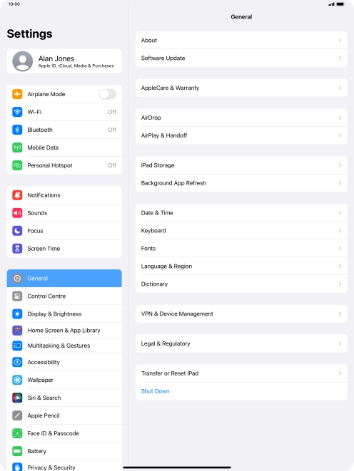 Press Mobile Data.