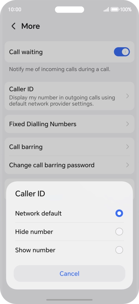 Press Show number to turn on caller identification.