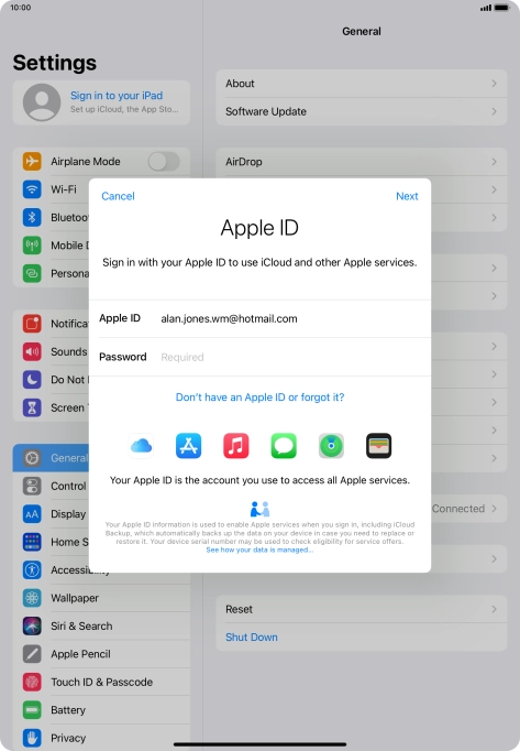 Press the field next to 