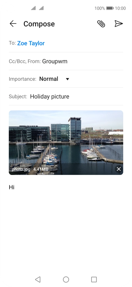 Press the send icon when you've finished your email.