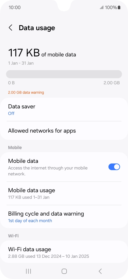 The total data usage is displayed.