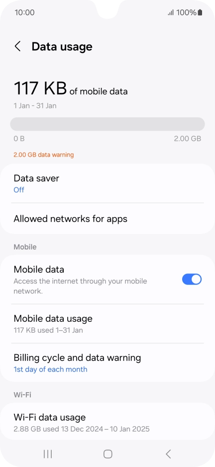 The total data usage is displayed.