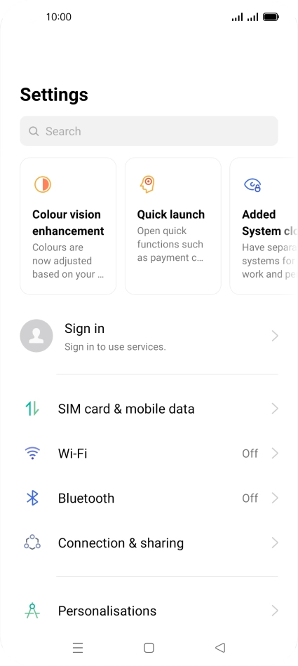 Press SIM card & mobile data.