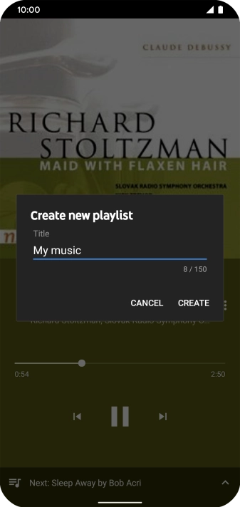 Key in a name for the playlist and press CREATE.