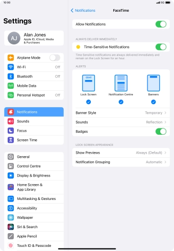 Press the indicator next to 