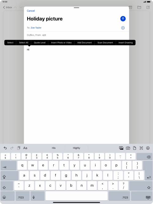 Press Insert Photo or Video and follow the instructions on the screen to attach a picture or a video clip.