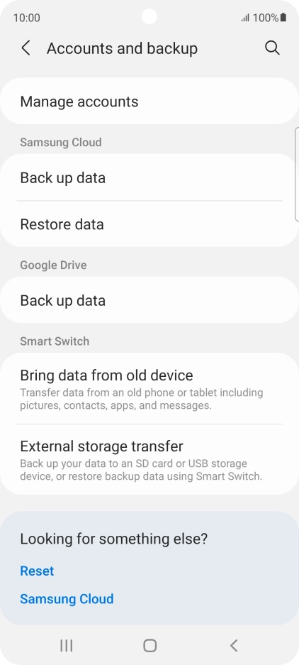 Press Manage accounts.