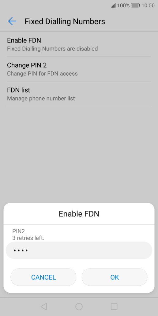 Key in your PIN2 and press OK. The default PIN2 is 0000.