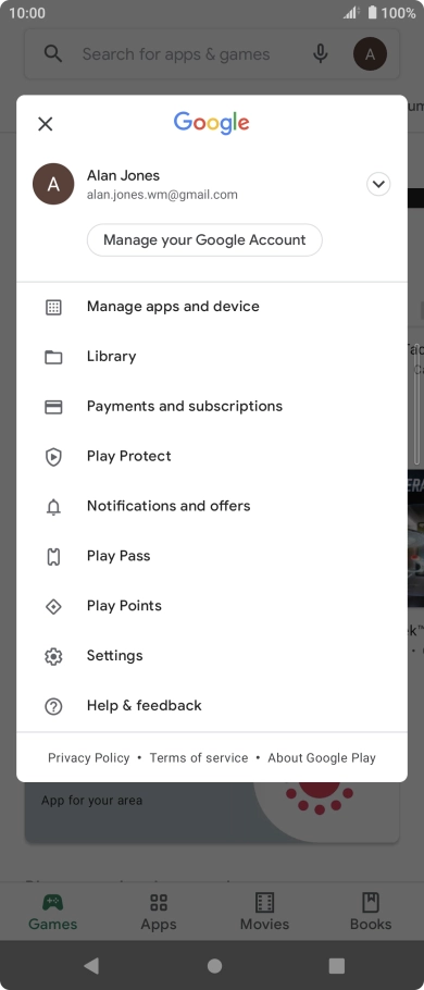 Press Manage apps and device.