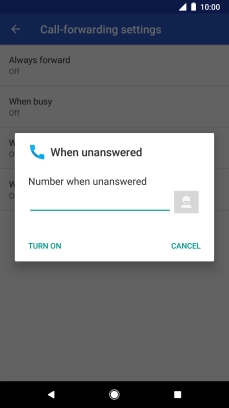 Key in +447953222222 and press TURN ON.
