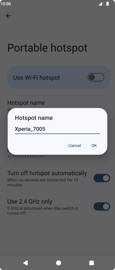 Key in the required Wi-Fi hotspot name and press OK.