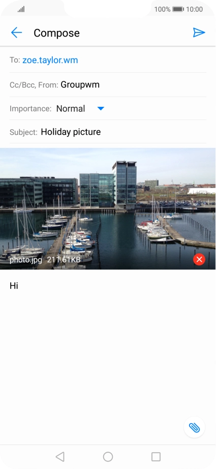 Press the send icon when you've finished your email.