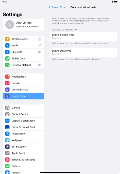 Press During Screen Time.